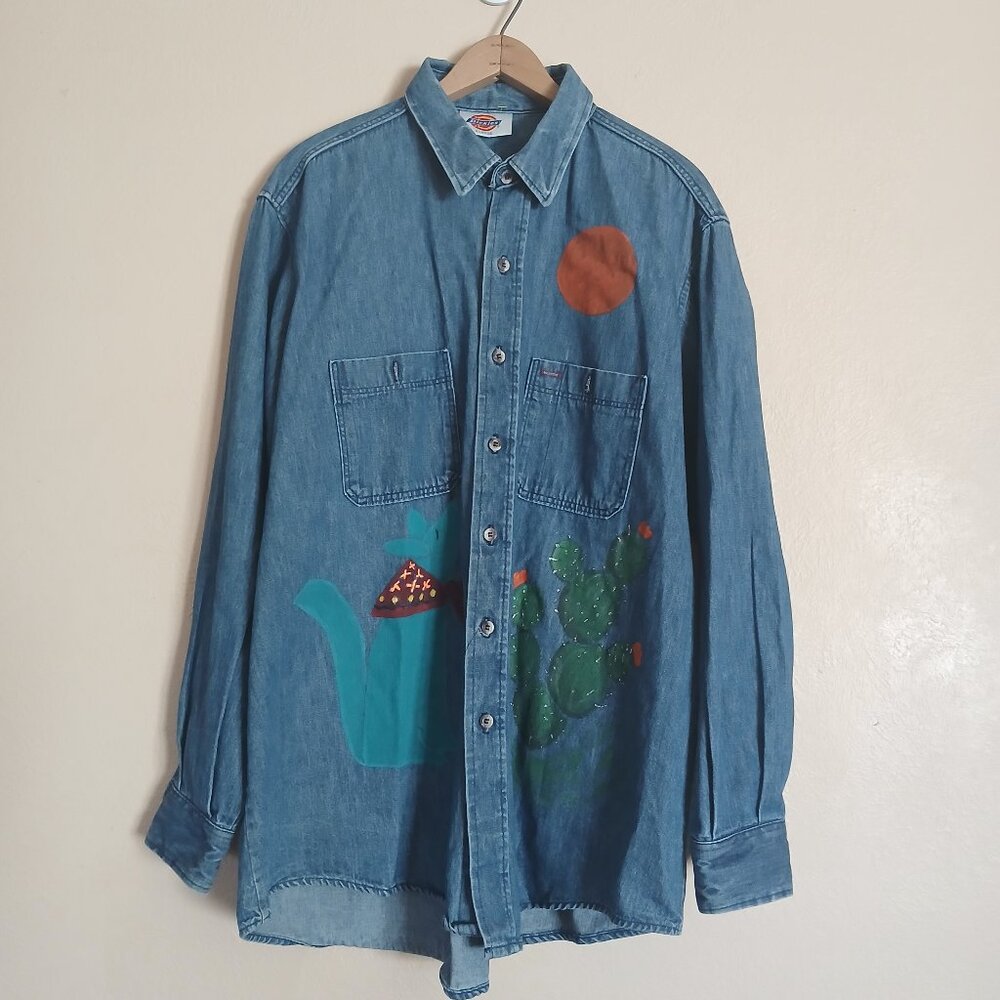 Dickies Upcycled Southwestern Long Sleeve Denim Shirt Women's XL